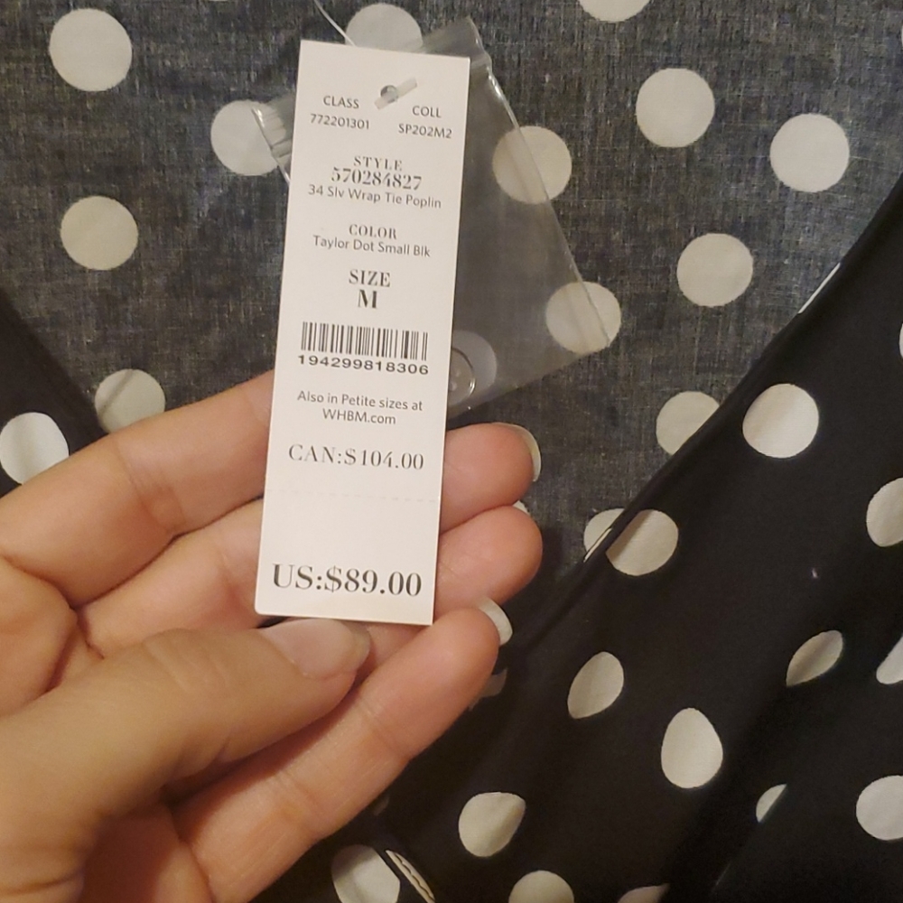 Taylor Dot 34 sleeve wrap tie poplin